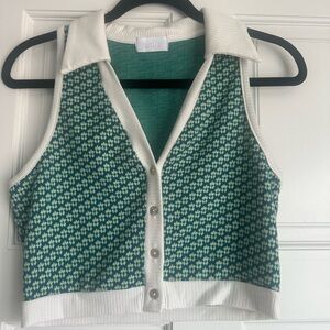 Collared green tank top